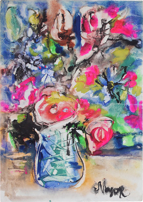 Неизвестный художник. Букет в хрустальной вазе